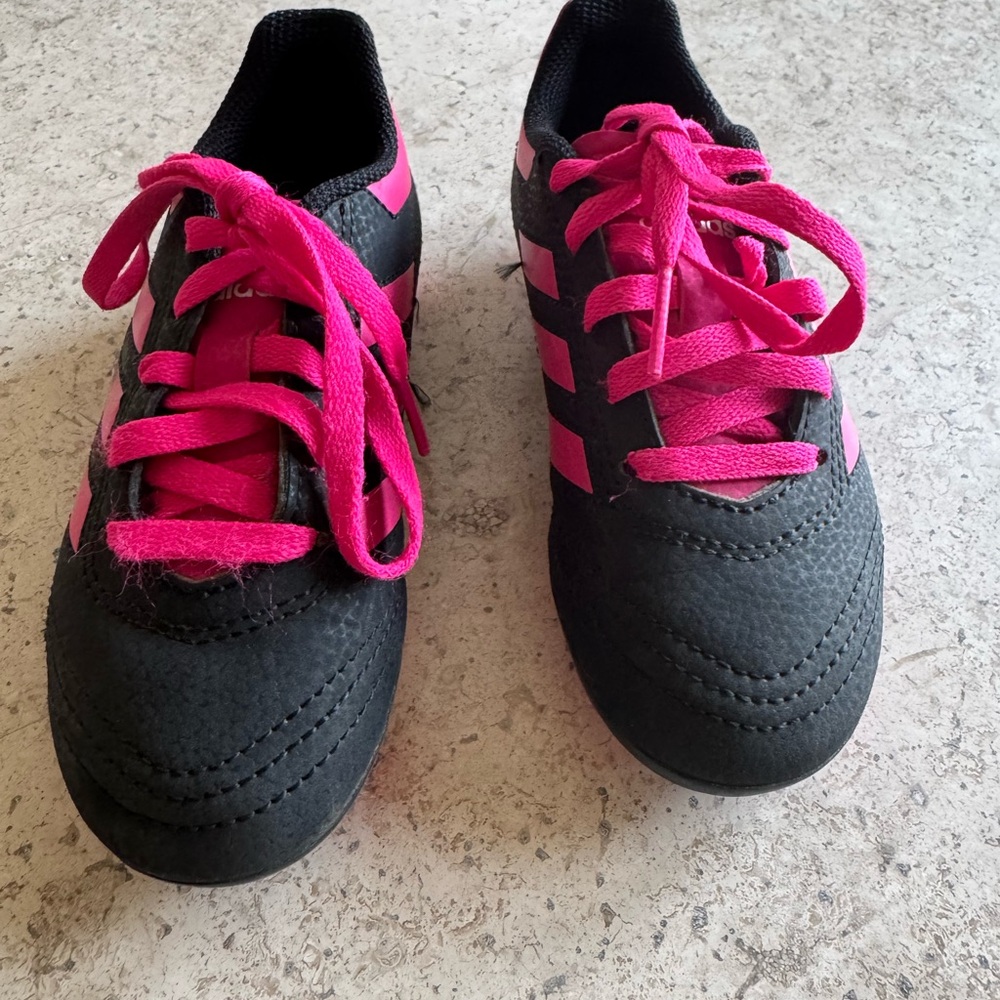Kids Black and Pink Adidas Shoes